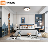Ensemble de meubles modernes en bois pour chambre d'enfant, personnalisable, comprenant lit, bureau, armoire - Lavable pour la maison, l'appartement, l'hôtel