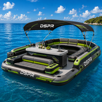 Île flottante gonflable pour parc aquatique, plateforme de bar avec logo personnalisé et banc de plage pour les événements de clubs et de complexes hôteliers