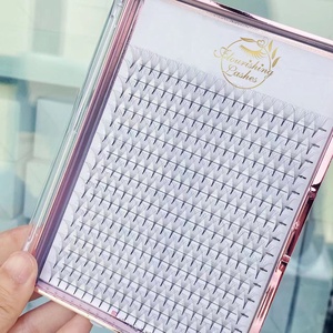 Ciglia a ventaglio fatte a mano nere scure a 12 file con base appuntita, ciglia super folte e vistose, lunghezza mista 8-15mm, all'ingrosso - Product Image 1