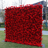 Panneau mural 3D en fleurs artificielles de roses en soie faites à la main, haute simulation, 8x8 pieds, pour mariage, Noël, Thanksgiving