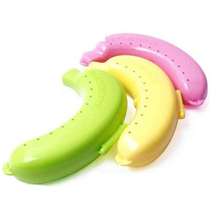 Caja de almacenamiento de alimentos con forma de plátano, contenedor cubierto de plástico, color amarillo, verde, rosa, para guardar frutas, diseño portátil de tamaño pequeño - Product Image 1