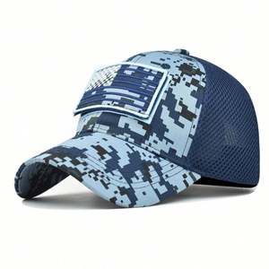 Wholesale Custom Camouflage Mesh Baseball Cap Summer America Flag Velcro <b>Patch</b> logo Camo Hats Trucker Hat - Product Image 3