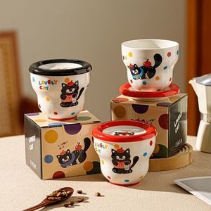 Lovely Cat Ceramic Cup With Polka Dots And Kitten Design For Coffee Lovers - Product Image 4
