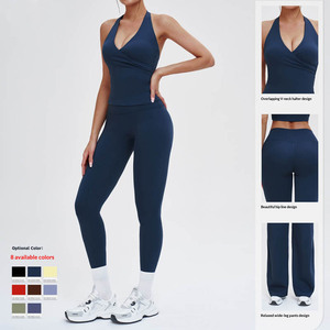 Ensemble <span class=keywords><strong>de</strong></span> vêtements <span class=keywords><strong>de</strong></span> sport SHINBENE pour femmes, taille plus, uni, moulant, sexy, dos nu, 5 pièces, pour la remise en forme en plein air - Product Image 4