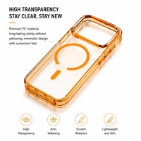 Coque magnétique transparente anti-jaunissement ultra-claire pour iPhone 18 17 16 15 Pro Max avec boutons métalliques et coque rigide en PC