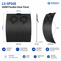 Panneau solaire flexible 240W directement de l'usine, module PV mono 240W, étanche IP67, ultra fin, pliable, pour camping-car, caravane, hors réseau