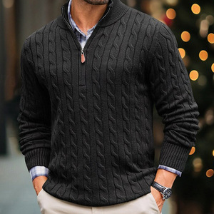 Herfst Winter Trui Heren Slim-Fit Rits Half Hoge Kraag Lange Mouwen Pullover Twisted <span class=keywords><strong>Sweater</strong></span> Plus - Product Image 3