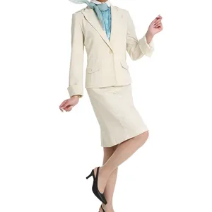 Gonna giacca Beige hostess aria + camicia blu tre pezzi asiatici paesi uniforme pilota coreane hostess
