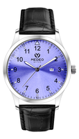 Montre pour homme MEDEO Luxury Charm MIYOTA, mouvement analogique, bracelet en cuir noir 24 mm, acier inoxydable, étanche, aiguilles lumineuses.