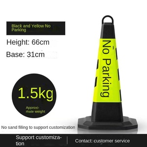 مخروط مرور مربع عاكس للضوء من البلاستيك والمطاط بطول 70 سم، أسود عاكس من الدرجة 3M، حاجز تحذير للطرق وعلامة عدم الركن - Product Image 6