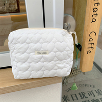 Sac de rangement pour maquillage portable en polyester matelassé coréen de grande taille avec logo personnalisé tendance imprimé
