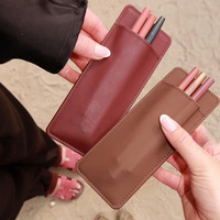 Nouvel Organisateur Créatif en Cuir PU pour Rouge à Lèvres et Baume à Lèvres, Miroir Cosmétique Portable, Étui Minimaliste en Cuir PU pour Crayon à Lèvres et Maquillage