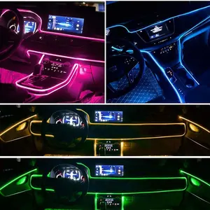 3m EL Neon Draht RGB Mehrfarbige LED Auto Innen streifen Licht Telefon APP Steuerung Atmosphäre Licht Auto LED Streifen Innen beleuchtung