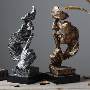 Decoración para <span class=keywords><strong>el</strong></span> hogar, <span class=keywords><strong>el</strong></span> <span class=keywords><strong>silencio</strong></span> creativo es una decoración artesanal dorada para escultura nórdica, oficina, sala de estar, arte, accesorios para <span class=keywords><strong>el</strong></span> hogar, juegos de regalo - Product Image 3