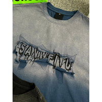 T-shirt décontracté en coton pour homme avec logo personnalisé, dégradé, effet usé, patchwork, streetwear, t-shirt de créateur pour homme, broderie