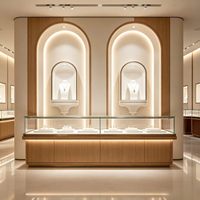 Vitrine à bijoux en verre pour comptoir, éclairage LED, support d'affichage en acier inoxydable pour les centres commerciaux de luxe, les magasins de détail, respectueux de l'environnement