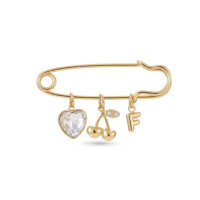 Broche tendance DIY avec breloque, épingle de sûreté dorée, pendentif cœur en cristal, bijou lettre, broche interchangeable pour femme