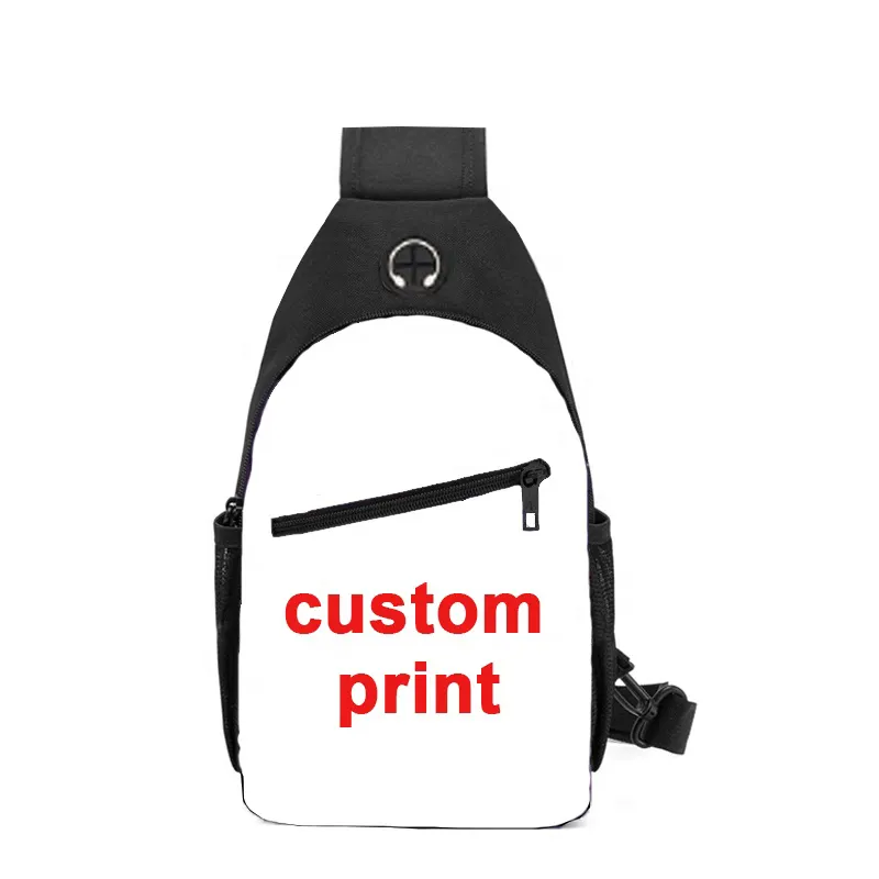 Free sample Low MOQ 3D custom crossbody Blank sports sling shoulder Logo Print chest bags for men
