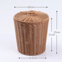 Panier de rangement multifonctionnel rond en rotin PE OEM pour hôtel, avec couvercle, robuste, réutilisable et écologique