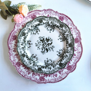 <span class=keywords><strong>Set</strong></span> di stoviglie rotonde in porcellana con motivo Vintage in pizzo nuovo <span class=keywords><strong>Set</strong></span> di <span class=keywords><strong>piatti</strong></span> e <span class=keywords><strong>piatti</strong></span> floreali blu verde - Product Image 3