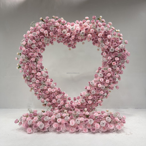 Giant Romantic <strong>Heart</strong> - Shaped Arch and pink Rose Flower Wedding Background Decoration <strong>for</strong> Weddings, Graduations, and Halloween - Product Image 1