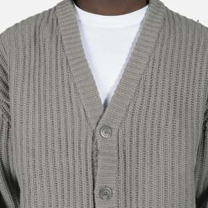 Venta al por mayor OEM personalizado Casual de punto de los hombres cárdigan de lana suéter abrigo de algodón. - Product Image 4