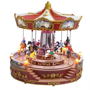 Yuyang Animated Led Musical Red Noel <b>Christmas</b> Carousel Music <b>Box</b> for <b>Christmas</b> Holiday Decoration - Product Image 1