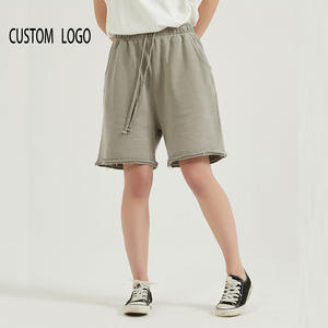 Shorts pour hommes classiques, décontractés, vintage, surdimensionnés, avec logo personnalisé imprimé, en tissu éponge 100% coton 350 g/m², lavés à l'acide - Product Image 2