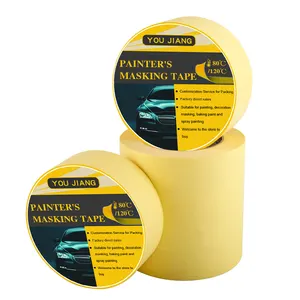YOUJIANG High Temperature Heat Resistant 120 Degree Yellow Automotive Car Spraying Painting 2inch 38mm 3m Masking Tape