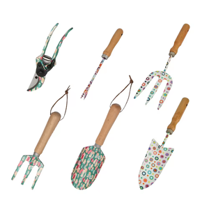 Kit de herramientas de jardinería para el hogar Mini Lady con estampado Floral personalizado, 1 rastrillo de tijera de acero inoxidable, pala de jardín de madera, soporte OEM - Product Image 2