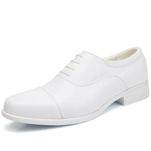 <b>White</b> Leather Men's Dress Shoes Pointed Toe Formal Wedding Oxford Shoes With <b>Laces</b> Durable <b>White</b> Shoe For Special Occasions - Product Image 2