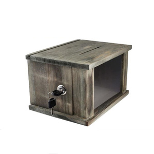 Màu xám gỗ Tặng Collector box với đánh bóng kết thúc có thể tháo rời bảng đen & Acrylic dấu hiệu chủ có thể khóa gợi ý hộp - Product Image 2