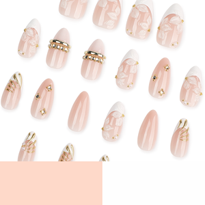 <span class=keywords><strong>Faux</strong></span> <span class=keywords><strong>Ongles</strong></span> à Presser Amande Doré Luxe 3D Floral Français Réutilisables pour Mariage Fête Personnalisé Vente en Gros Gels Acryliques 4486 - Product Image 5