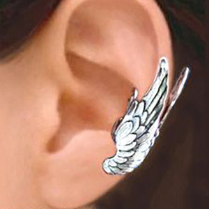 Orecchini a clip a forma di ala d'angelo per donna, senza piercing, orecchini a polsino a forma di ala, gioielli alla moda, regalo, vendita all'ingrosso - Product Image 1