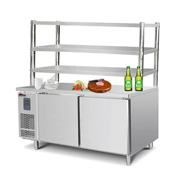 Restaurant Commercial sous-comptoir réfrigérateurs réfrigérateur congélateur Table de réfrigérateur avec étagère