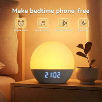 Réveil électronique en tissu avec lumière de réveil et alarme, lumière intelligente effet lever de soleil avec bruit blanc pour le sommeil