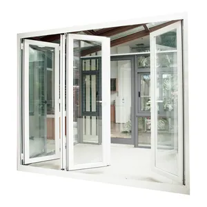 Portes françaises extérieures <span class=keywords><strong>en</strong></span> aluminium à double vitrage insonorisées pour la maison, modèles de portes d'entrée, portes pliantes à double vitrage trempé - Product Image 1