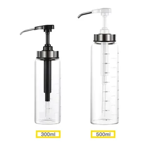 300Ml 500Ml Glazen Potten En Flessen Honing Helder Glazen Pompfles Met Metingen Siroop Honingpomp Dispenser Keuken Kruiderij