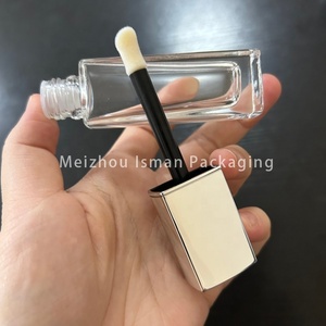 Tube <span class=keywords><strong>de</strong></span> gloss à lèvres carré en verre <span class=keywords><strong>de</strong></span> luxe ISMAN 10 ml avec capuchon argenté, applicateur large transparent, conteneur <span class=keywords><strong>de</strong></span> correcteur, logo personnalisé, vente en gros, marque privée - Product Image 4