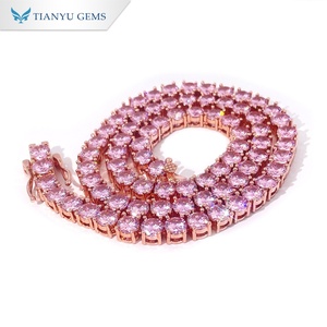 Collar de cadena de tenis Tianyu Gems, chapado en oro rosa e incrustado con circonita cúbica grande, joyería moderna de estilo hip-hop - Product Image 2