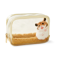 Trousse de Maquillage Transparente en PVC en Forme de Cube, Motif Hamster Clair, Sac de Toilette Étanche, Trousse Cosmétique Créative