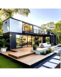 Module de maison préfabriquée de luxe en conteneur maritime, véranda en verre pour jardin, espace de vie naturel avec salle de bain, <span class=keywords><strong>cuisine</strong></span> et énergie solaire - Product Image 1
