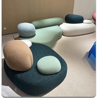 럭셔리 이탈리아 페블 패브릭 코너 소파, 독특한 디자인의 스폰지 암석 악센트 베드, 우아한 거실 세트 (신제품)