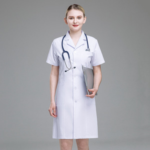 Wholesale Doctor Lab Coat Scrub <strong>Uniform</strong> White Working Gown Comfortable Short Sleeve for Hospital and <strong>Clinic</strong> Women Men Adults - Product Image 2