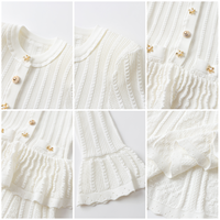 Robe en maille évasée à volants style noir et blanc, boutonnée, à manches évasées, coupe ajustée, ajourée, ligne A, pour femme – Collection été