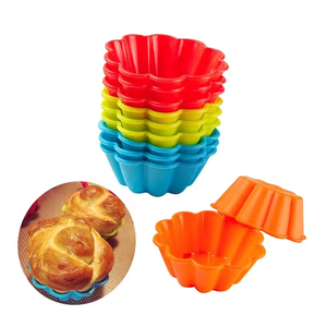 3 Inch Eco-Friendly <b>Silicone</b> Floret Cupcake Liners Bar-Shaped Moulds Muffin Tin Brioche Cups for Food & Gift <b>Baking</b> - Product Image 2