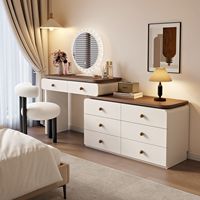 Coiffeuse avec miroir LED et tabouret pour chambre à coucher, dressing, hôtel, appartement, avec rangement