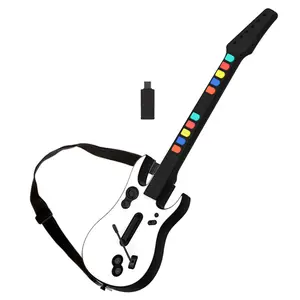 Pegangan Konsol Gitar Game Nirkabel, Pengontrol Gitar Band Rock 2.4G Remote Guitar 10kunci untuk PC PS3 PC