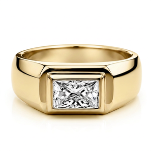 Bague signet pour homme, diamant de laboratoire 2 carats, taille fantaisie, certifié IGI, bijou de fiançailles - Product Image 1