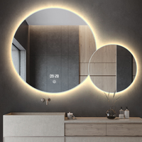 Miroir de salle de bain LED double rond combiné, mural, à commande tactile, anti-buée, miroir de vanité intelligent pour la maison, l'hôtel, la salle de bain